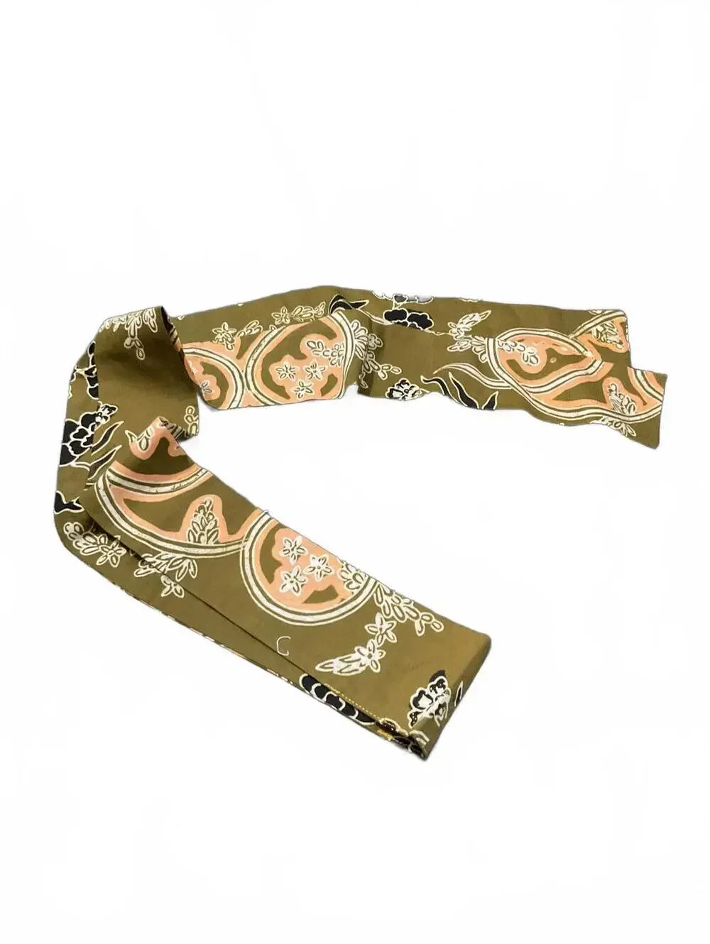 Women's Vintage Olive Green Floral Patterned Scarf/Belt